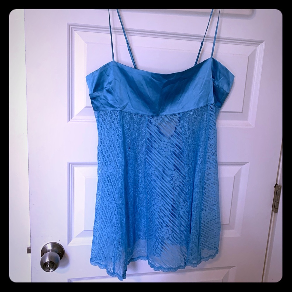 NWOT Turquoise Blue lace satin set